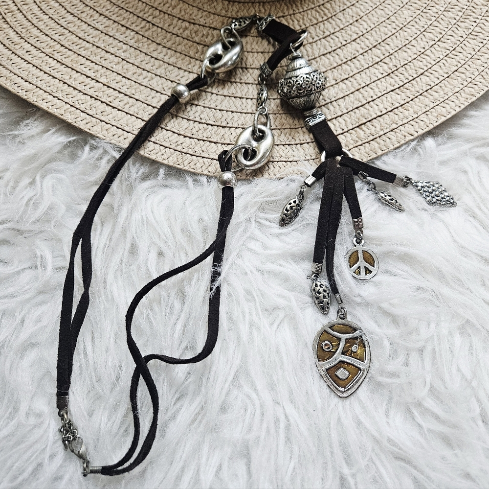 Brown Faux Leather Boho & Charms